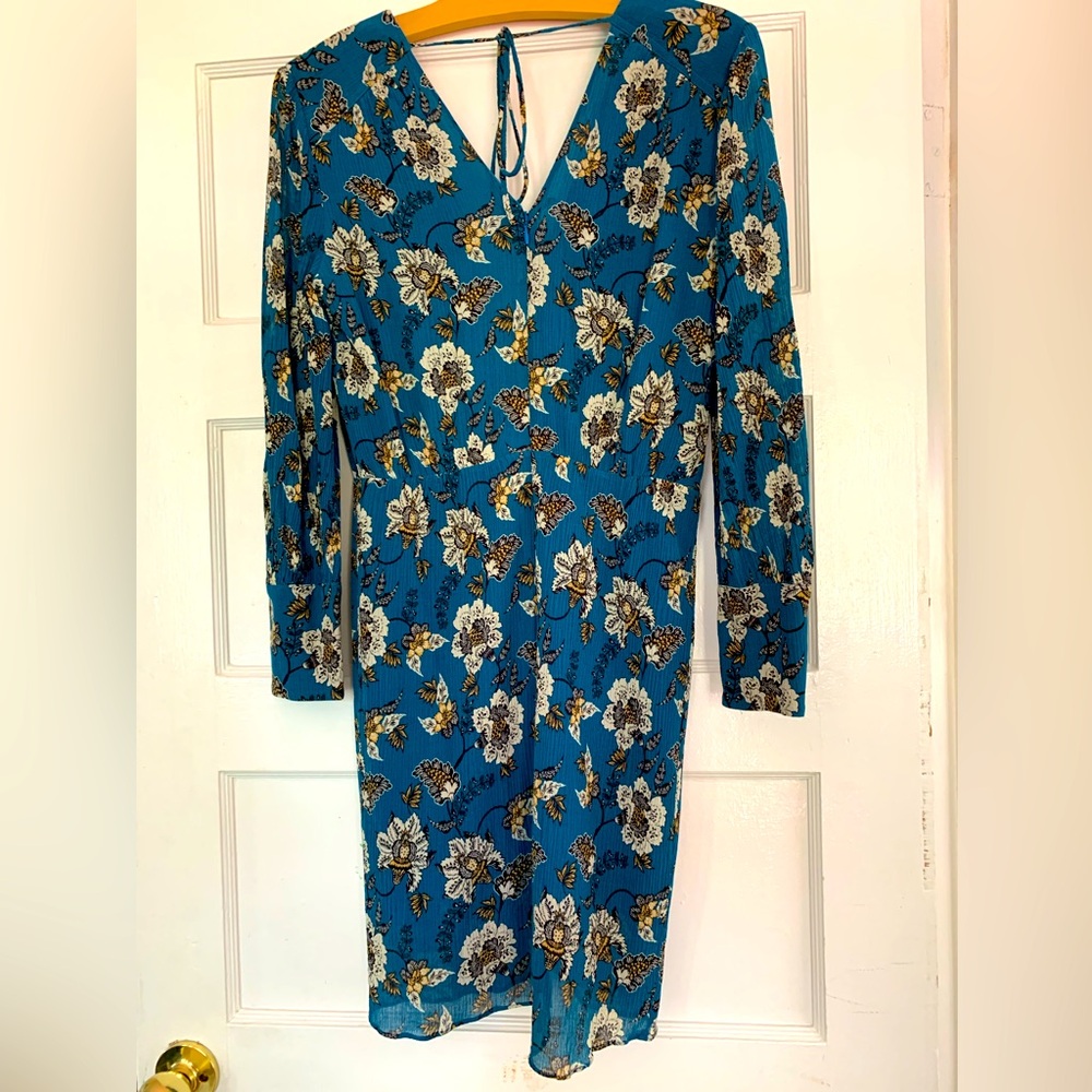 Derek Lam 10 Crosby long-sleeved teal cocktail dress, size 8